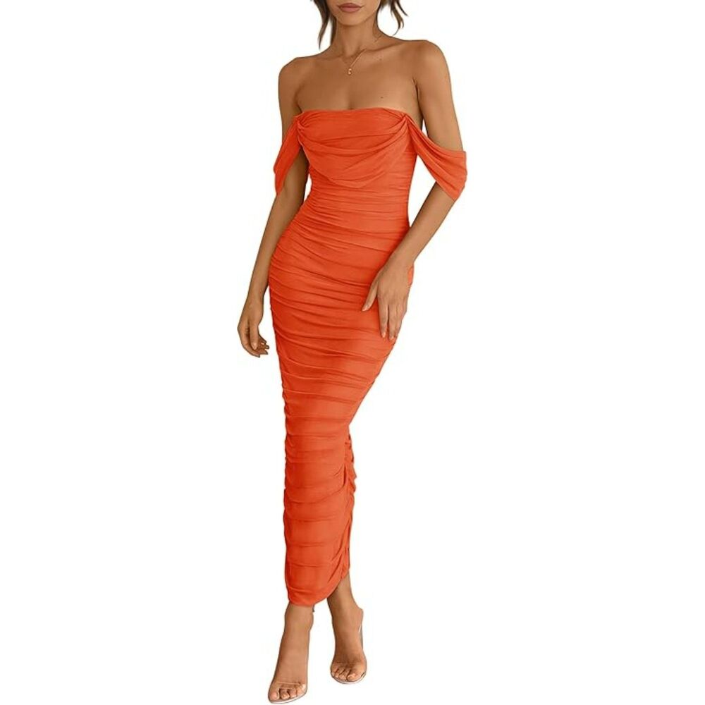 Pretty Garden Maxi Dress Women's Size M  Stretch Sleeveless Orange  #121